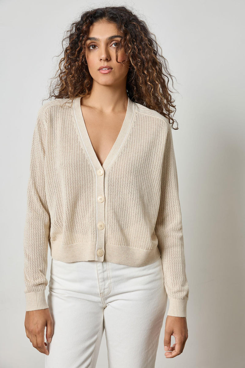 Cotton Modal V-Neck Cardigan - Husk