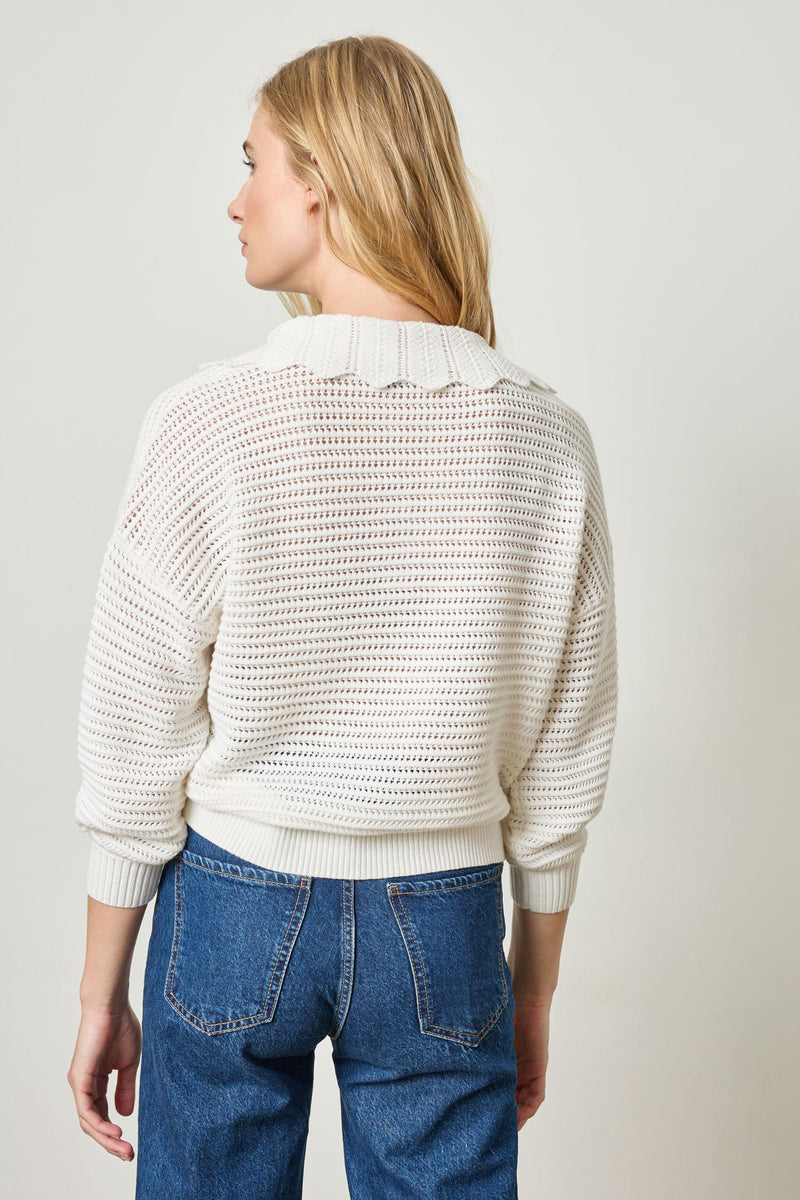 Scalloped Collar Sweater - White