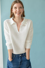 Scalloped Collar Sweater - White