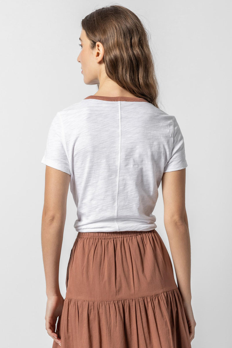 Short Sleeve Ringer Tee - White/Burnt Sienna