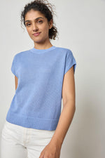 Cotton Modal Short Sleeve Crew Sweater - Marlin