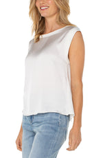 Sleeveless Satin Knit Top - Whipped Cream