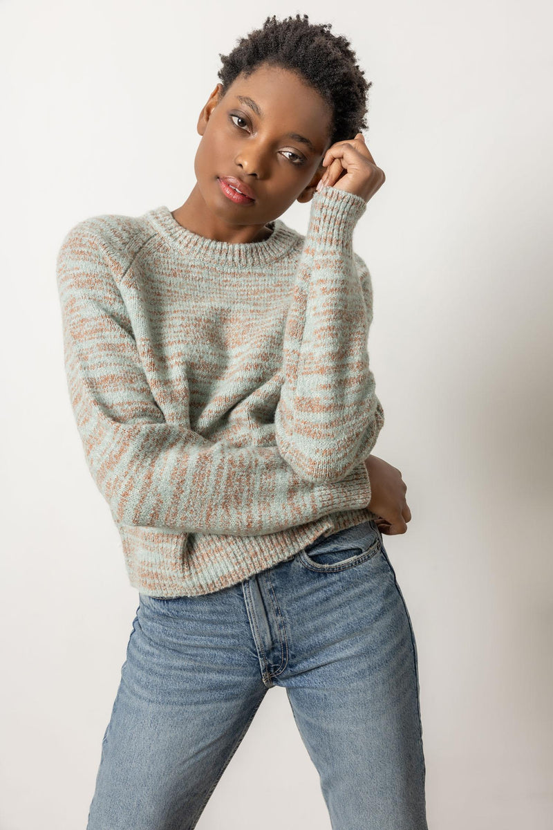 Ribbed Space Dye Raglan Sweater - Frost