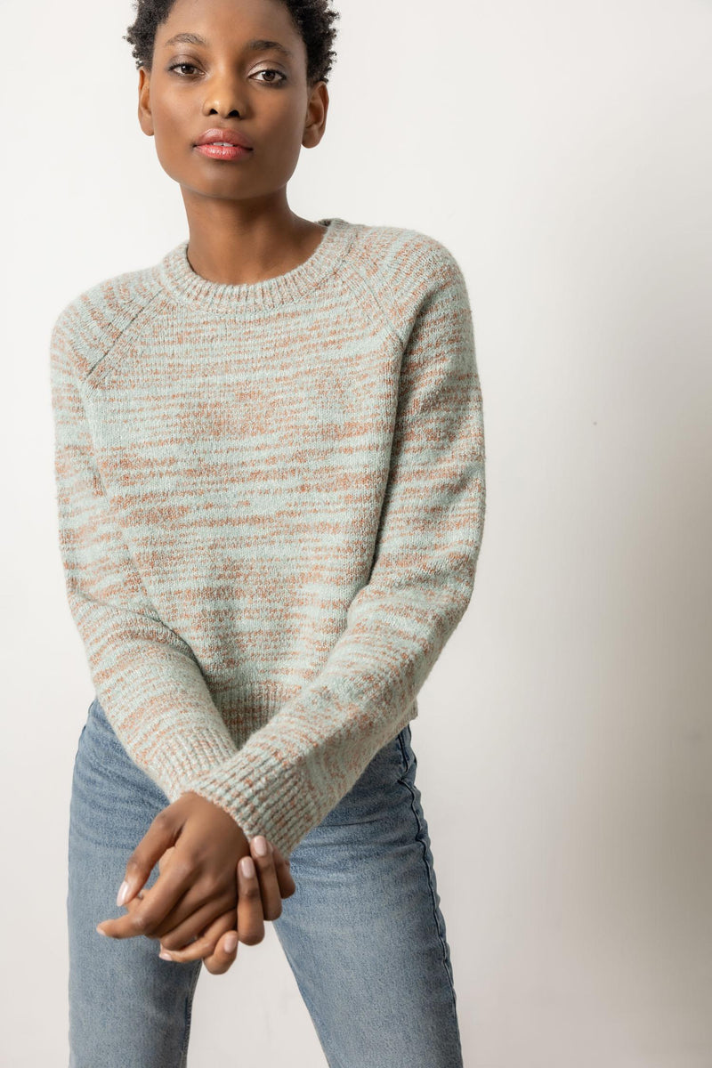 Ribbed Space Dye Raglan Sweater - Frost