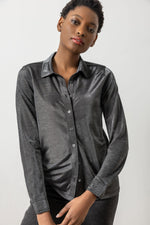 Sparkle Button Down Top - Black Sparkle