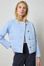 Striped Collarless Jacket - Blue Stripe