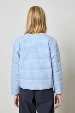 Striped Collarless Jacket - Blue Stripe