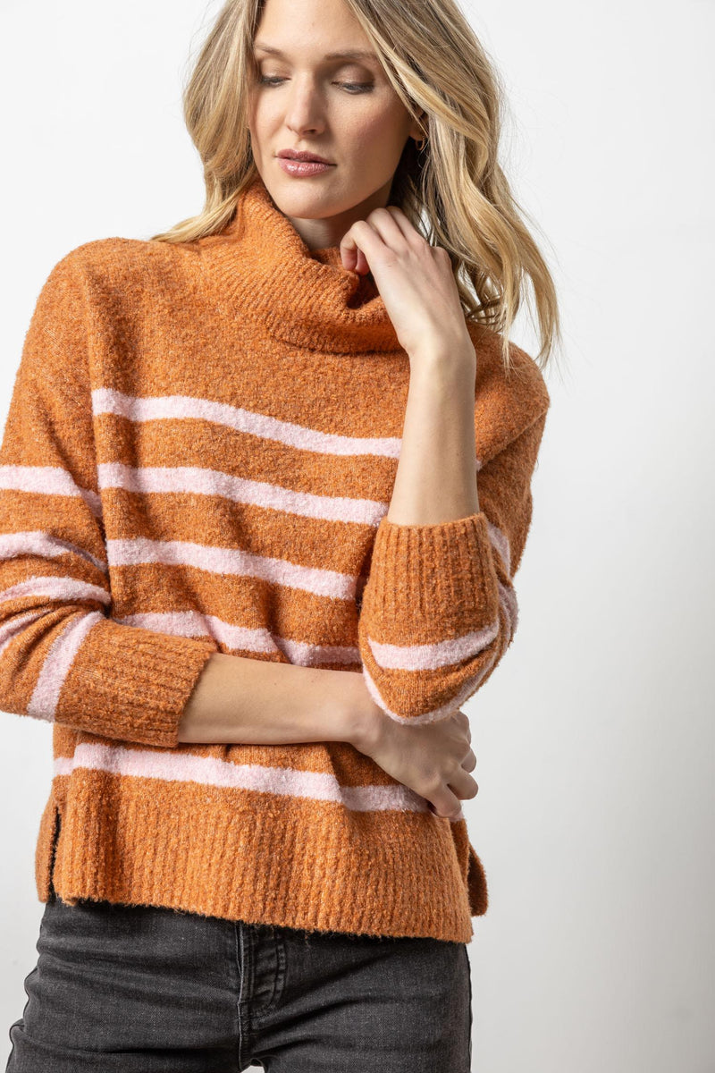 Striped Turtleneck Sweater - Nutmeg