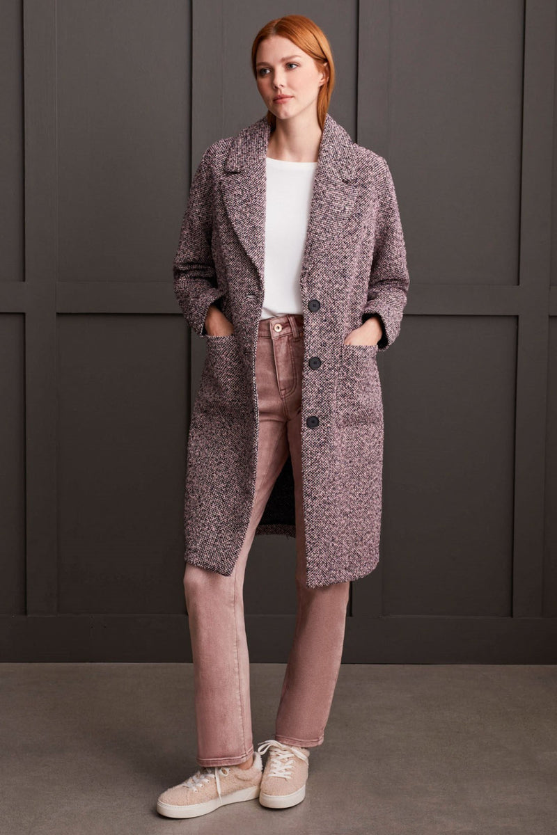 Tweed Duster Coat - Pink Lady