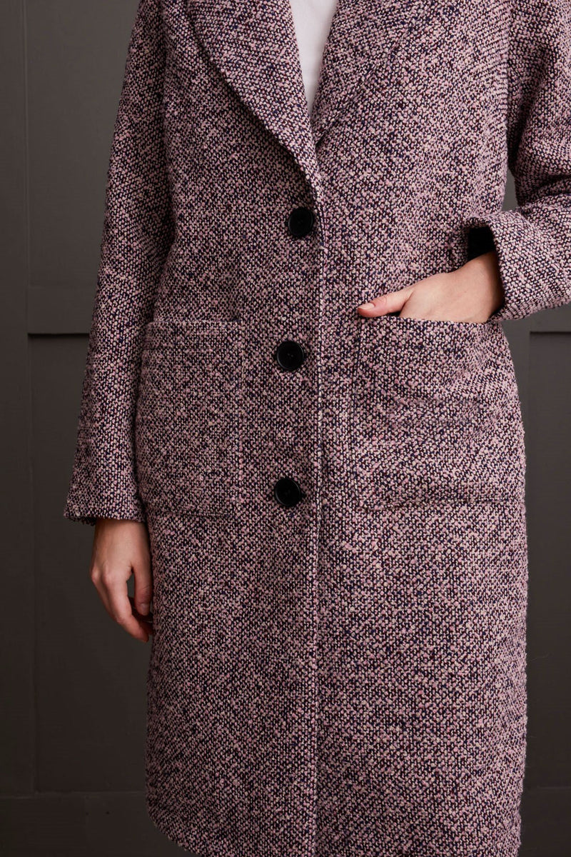 Tweed Duster Coat - Pink Lady