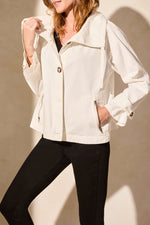 Cotton Button Front Jacket - White