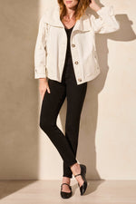 Cotton Button Front Jacket - White