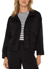 Utility Jacket With Cinch Hem - Black