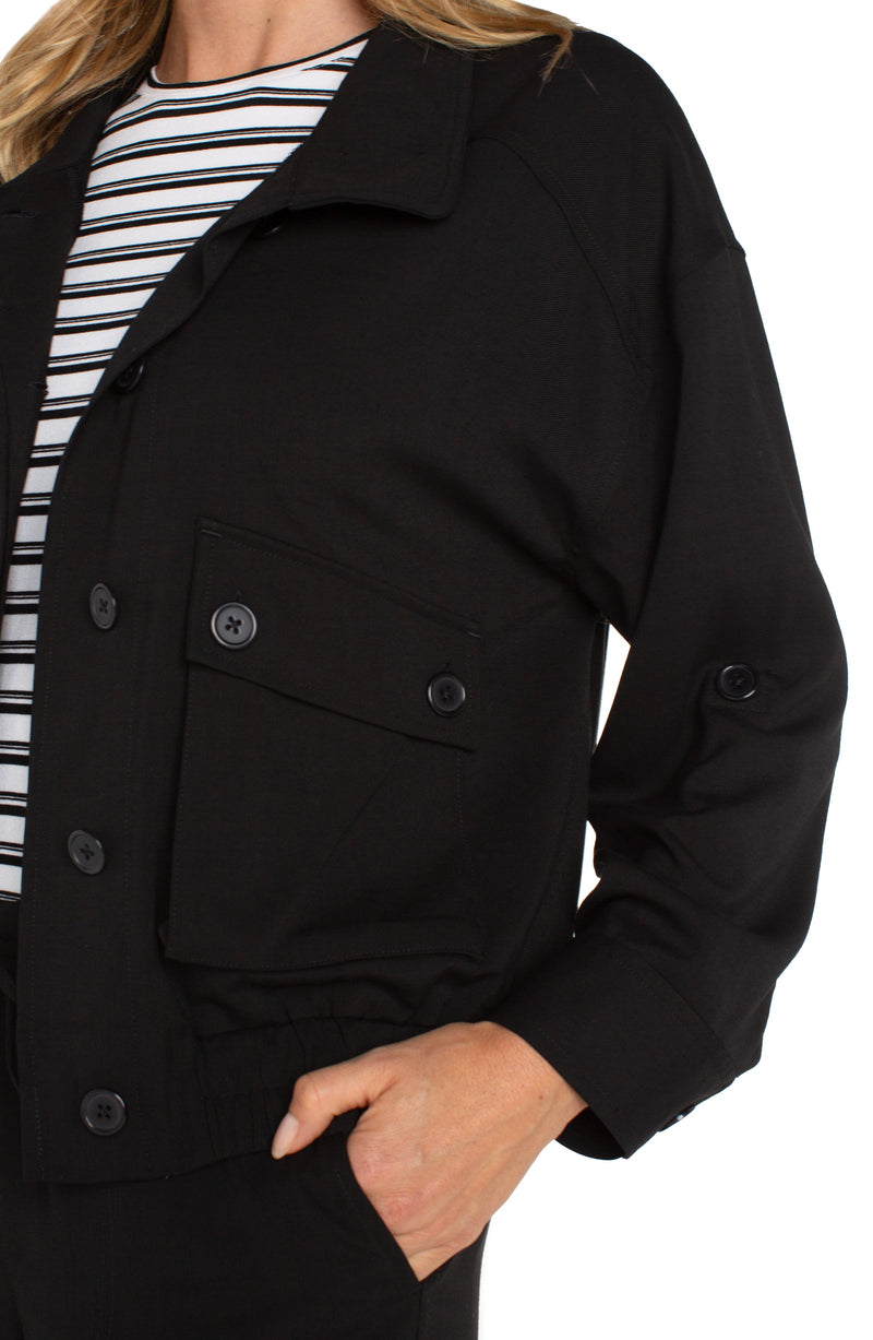 Utility Jacket With Cinch Hem - Black