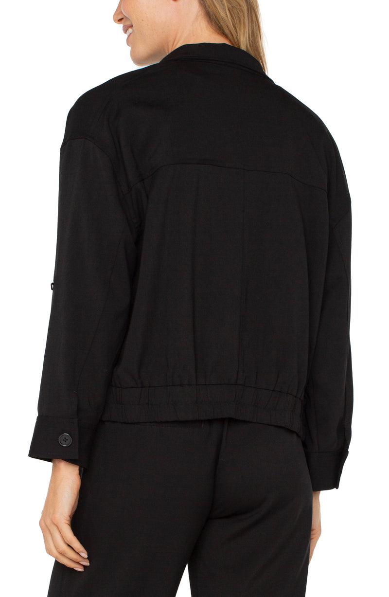 Utility Jacket With Cinch Hem - Black