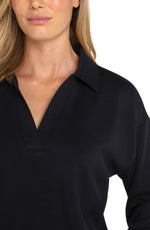 V-Neck Popover With Collar - Black