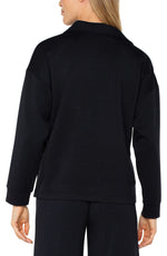 V-Neck Popover With Collar - Black