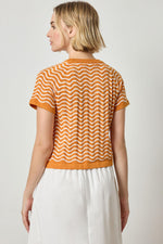 Wave Stitch Short Sleeve Sweater - Marigold