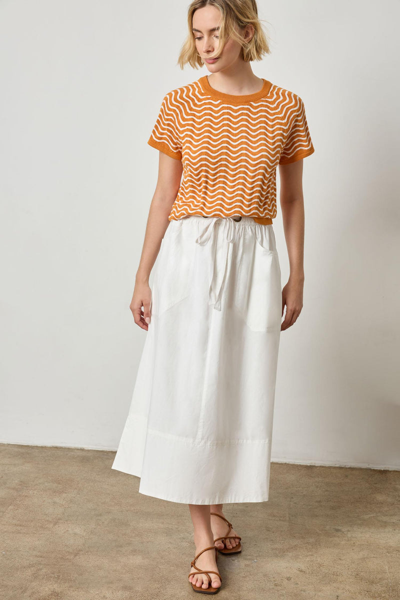 Wave Stitch Short Sleeve Sweater - Marigold