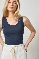 Wide Strap Tank Top - Navy