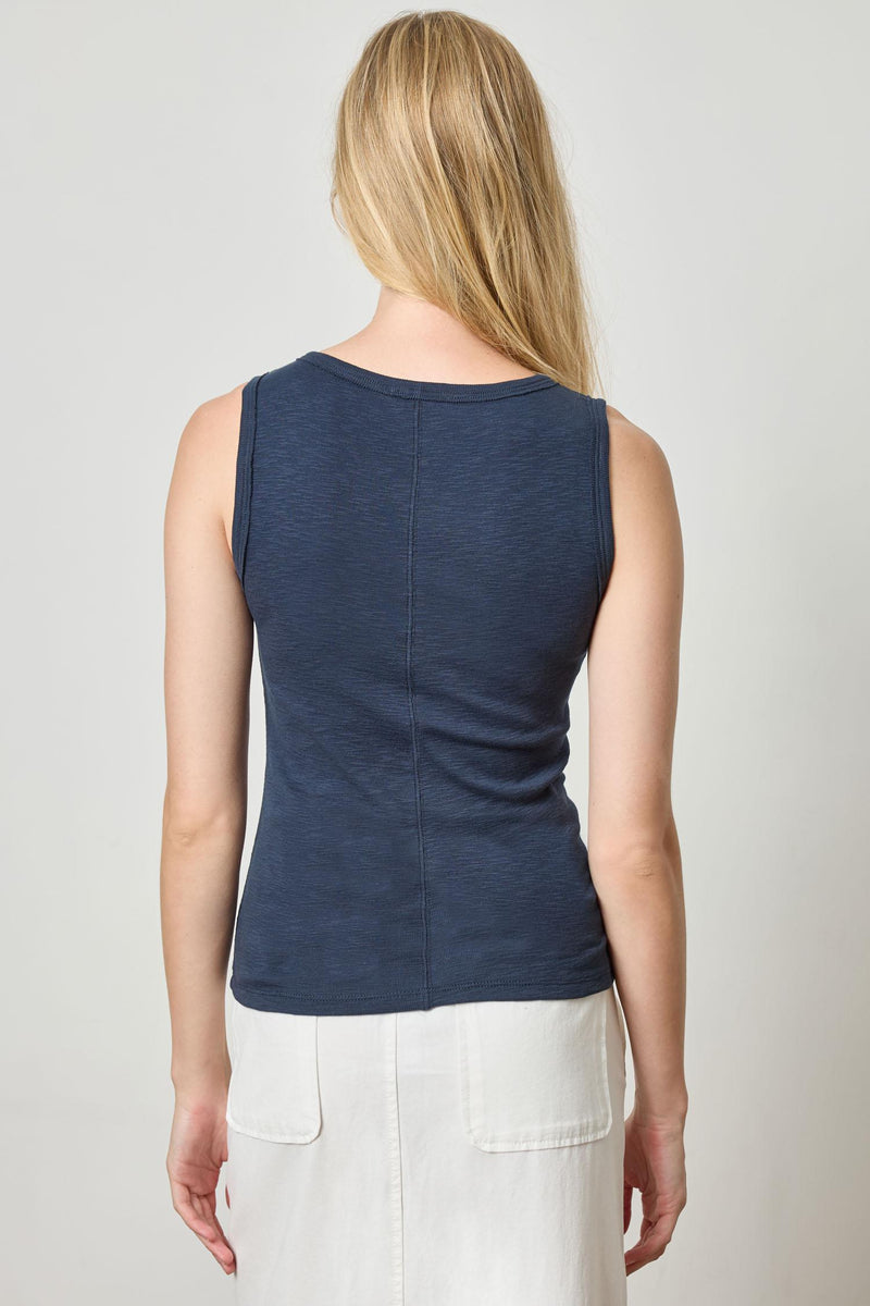 Wide Strap Tank Top - Navy