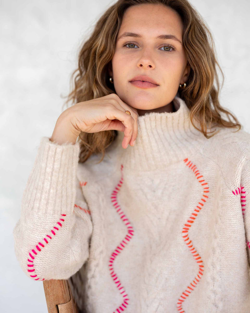 Mersea Alpine Turtleneck - Almond/Pink